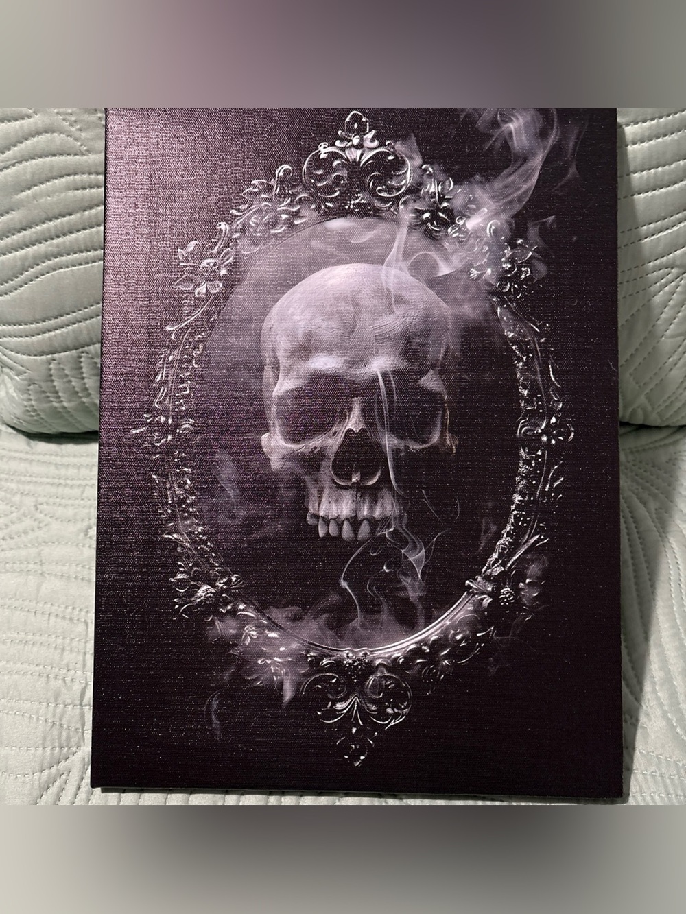 Gothic Skull & Smoke Canvas Print | Dark Art Wall Decor Halloween 12x16 inches